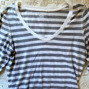 SO Grey and White Striped Long-Sleeved T-shirt